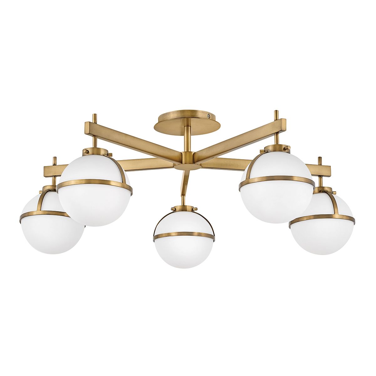 Hinkley Hollis 5 Light Chandelier - Opal - Heritage Brass