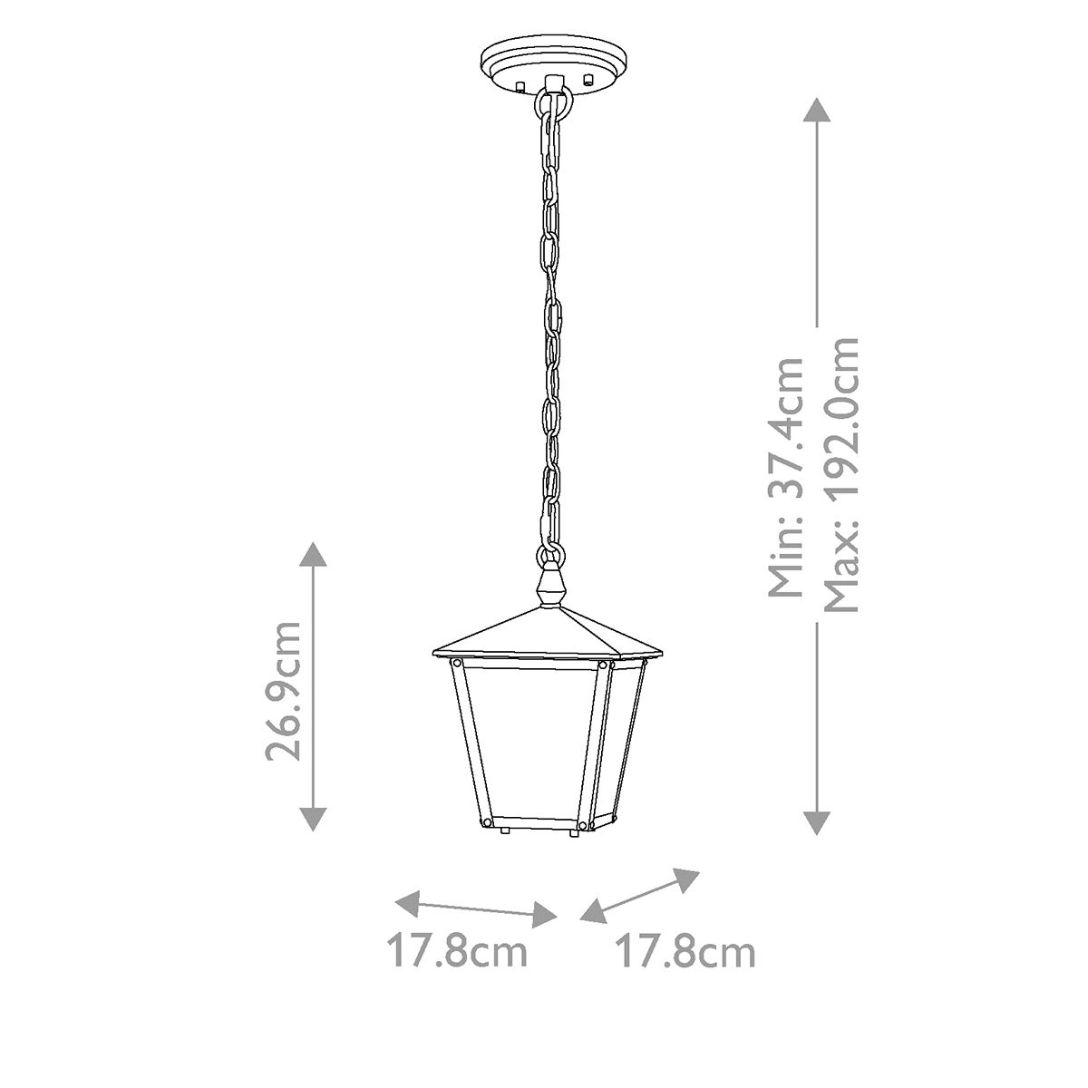Hinkley Huntersfield Single Small Chain Lantern - Black