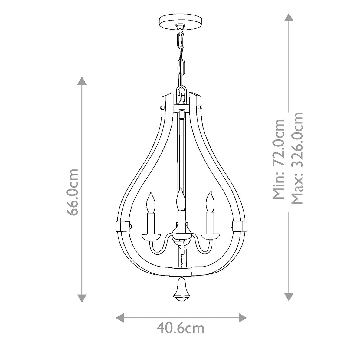 Hinkley Middlefield 3 Light Chandelier  - Iron Rust