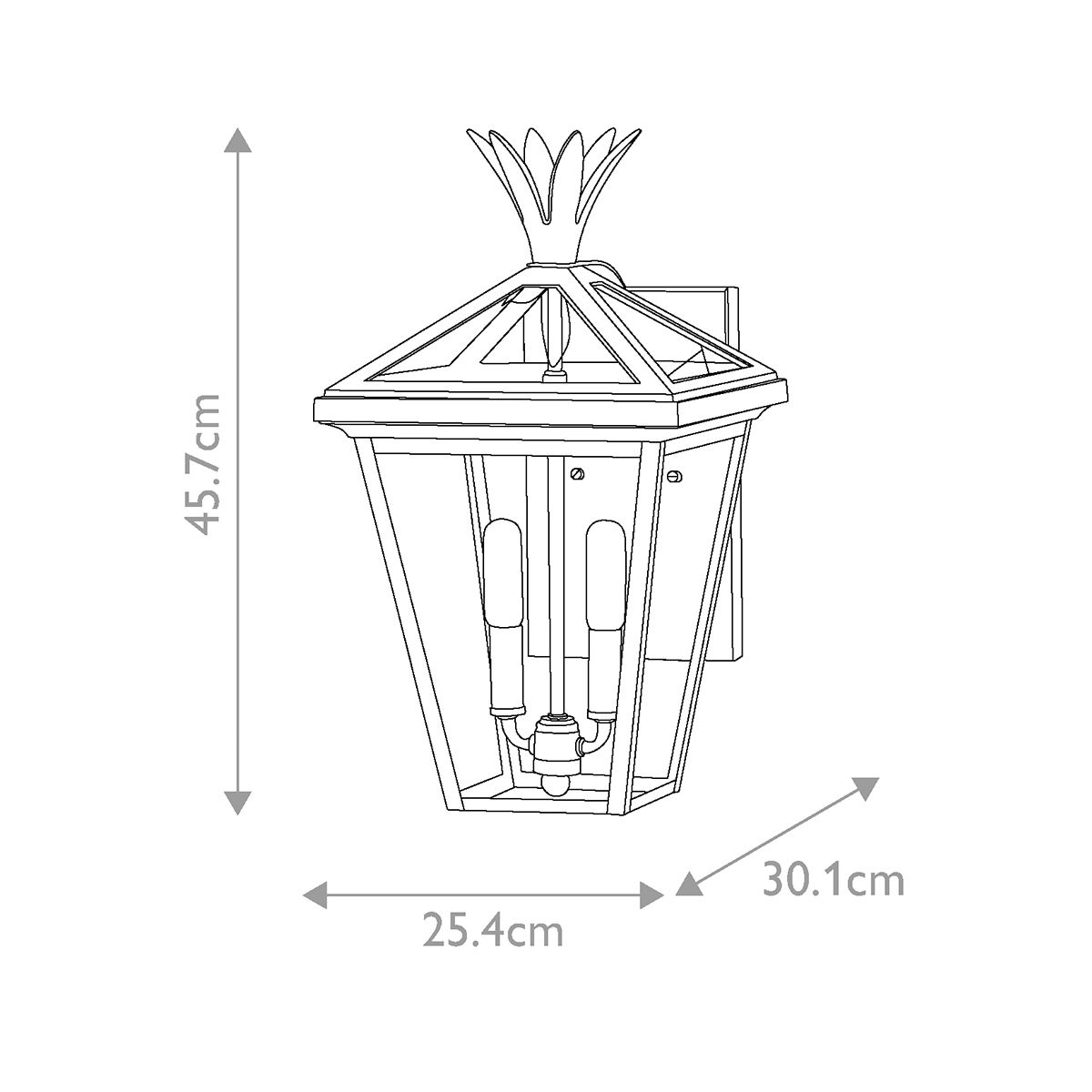 Hinkley Palma 2 Light Medium Wall Lantern - Black
