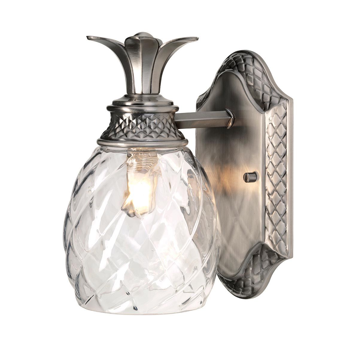 Hinkley Plantation Single Wall Light - Polished Antique Nickel & Glass Shade