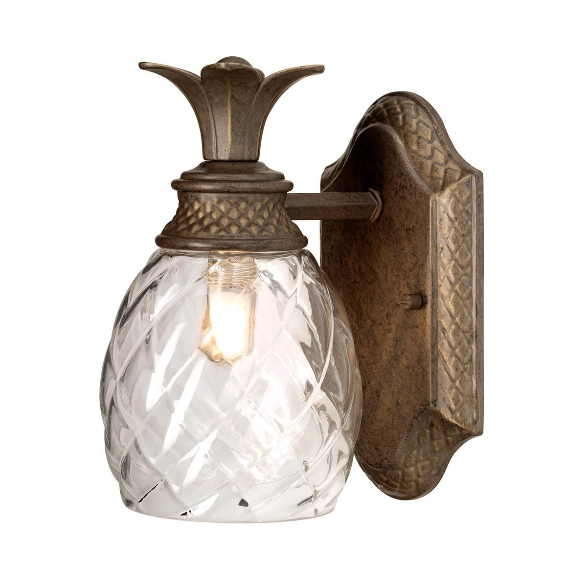 Hinkley Plantation Single Wall Light - Pearl Bronze & Glass Shade