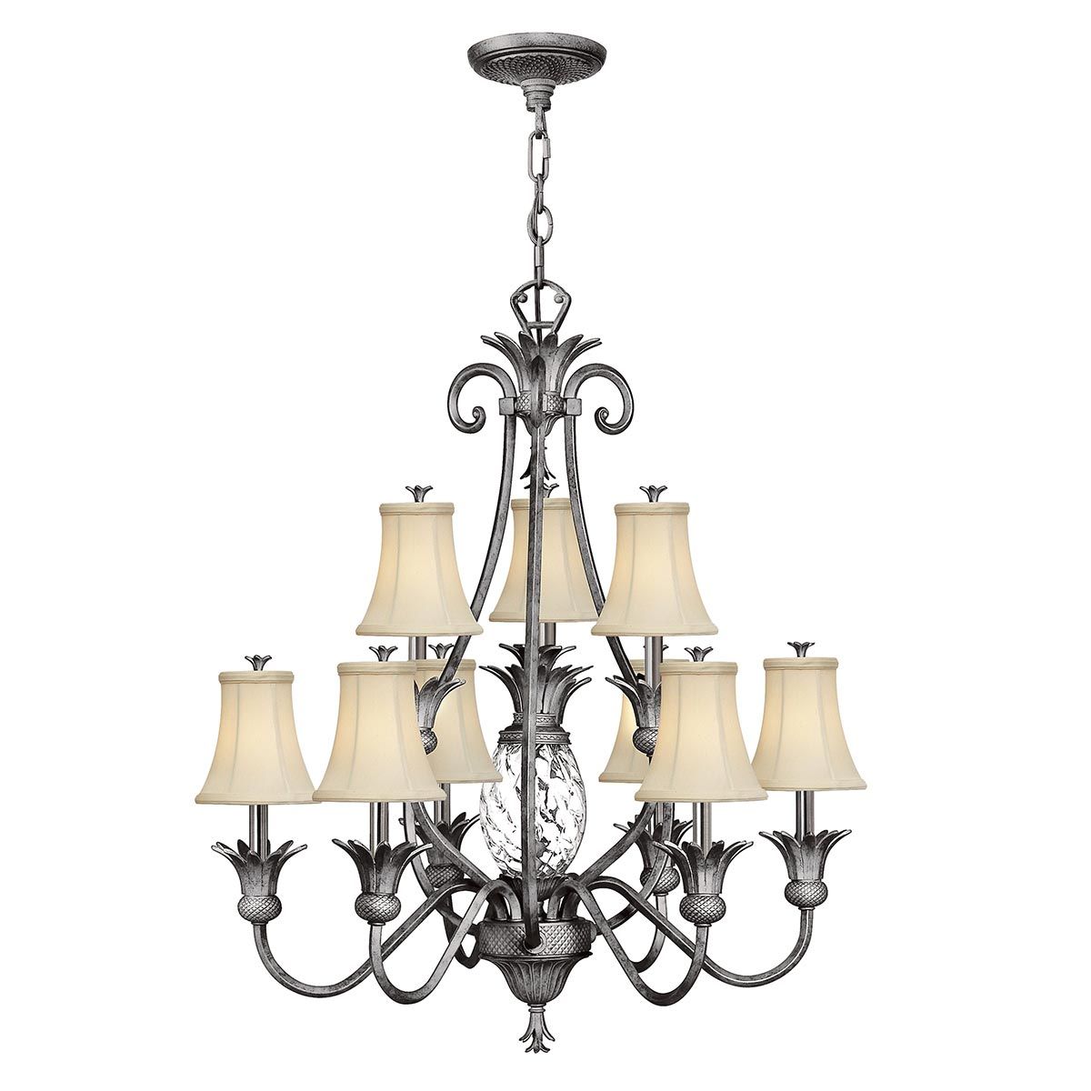 Hinkley Plantation 10 Light Chandelier - Polished Antique Nickel