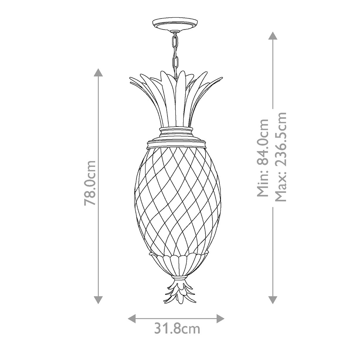 Hinkley Plantation 4 Light Pendant - Polished Antique Nickel