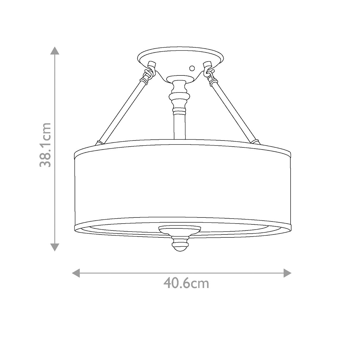 Hinkley Sussex 3 Light Semi-Flush - Brushed Nickel