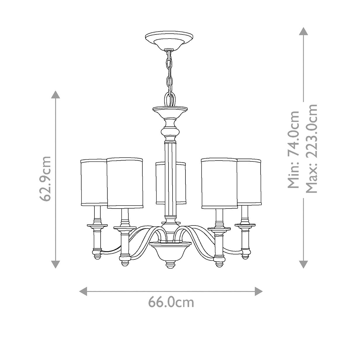 Hinkley Sussex 5 Light Chandelier - Brushed Nickel