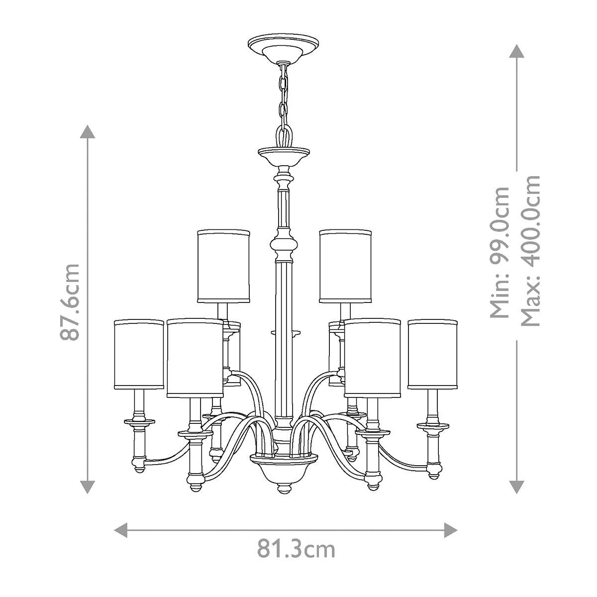 Hinkley Sussex 9 Light Chandelier - Brushed Nickel