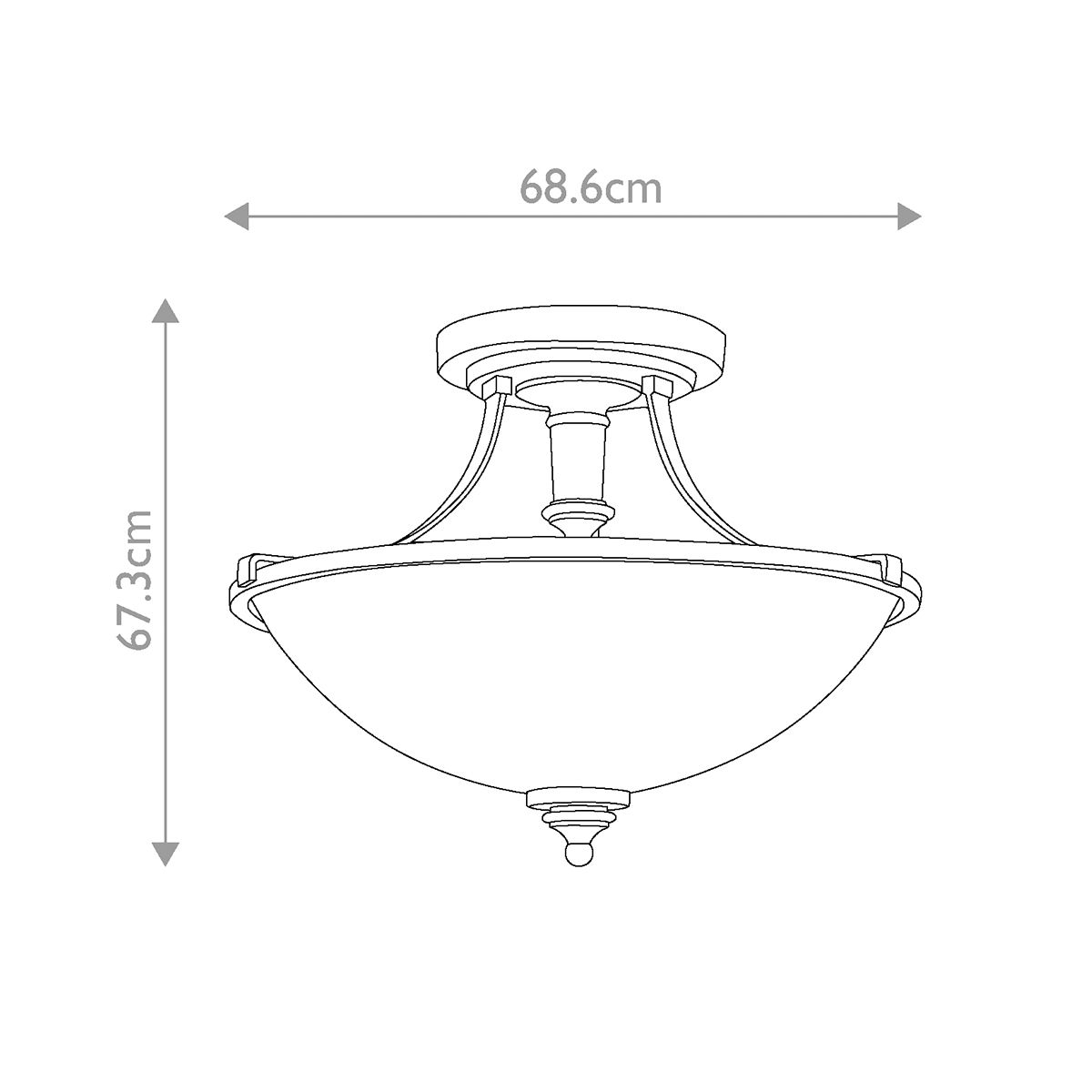 Hinkley Truman 3 Light Semi-Flush - Antique Nickel