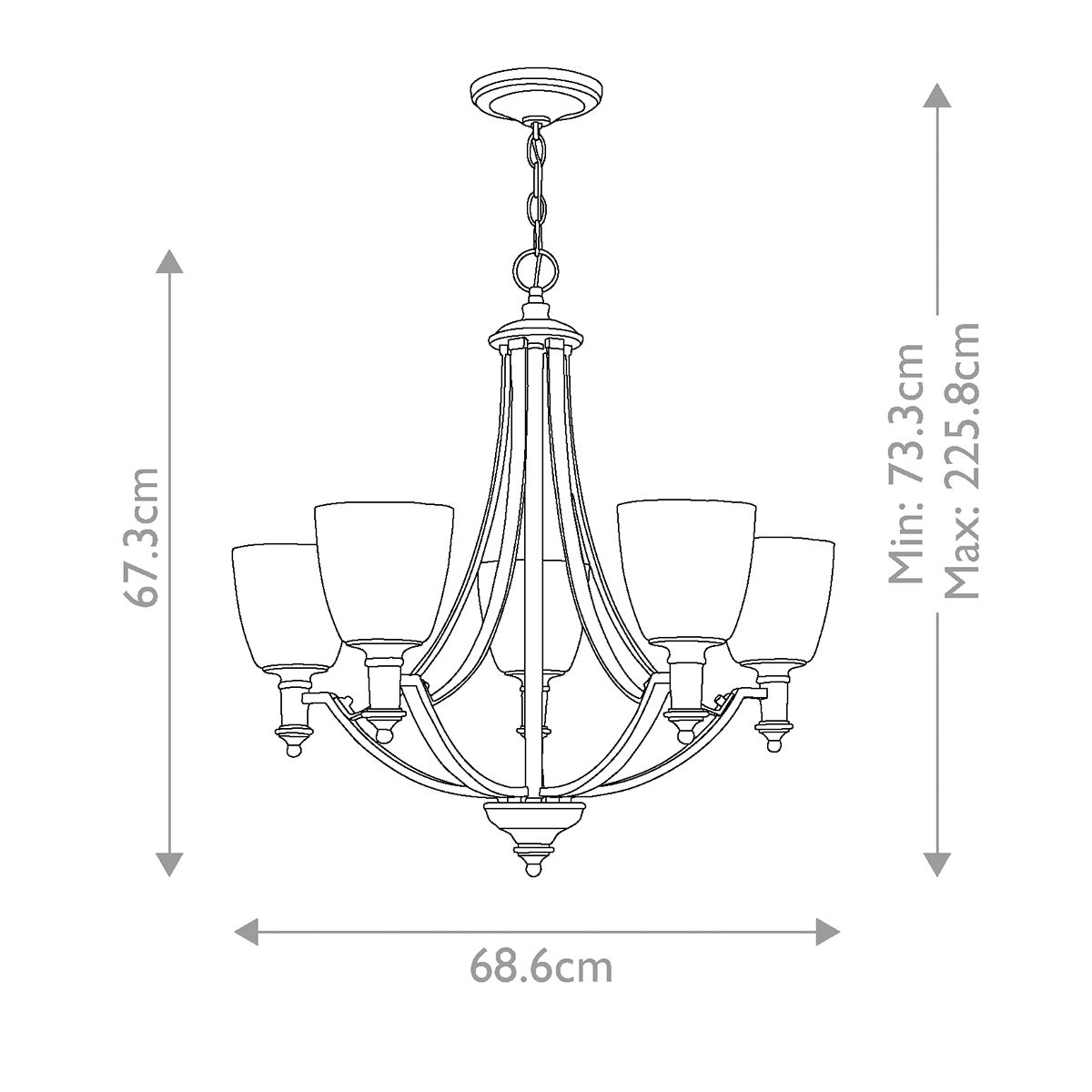 Hinkley Truman 5 Light Chandelier - Antique Nickel