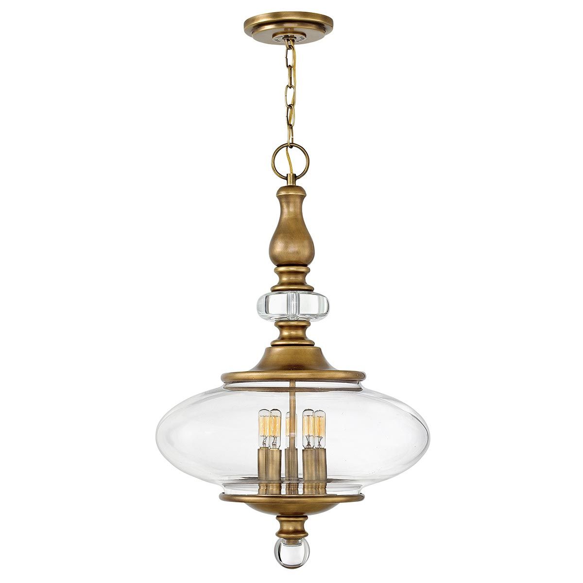 Hinkley Wexley 5 Light Pendant - Heritage Brass