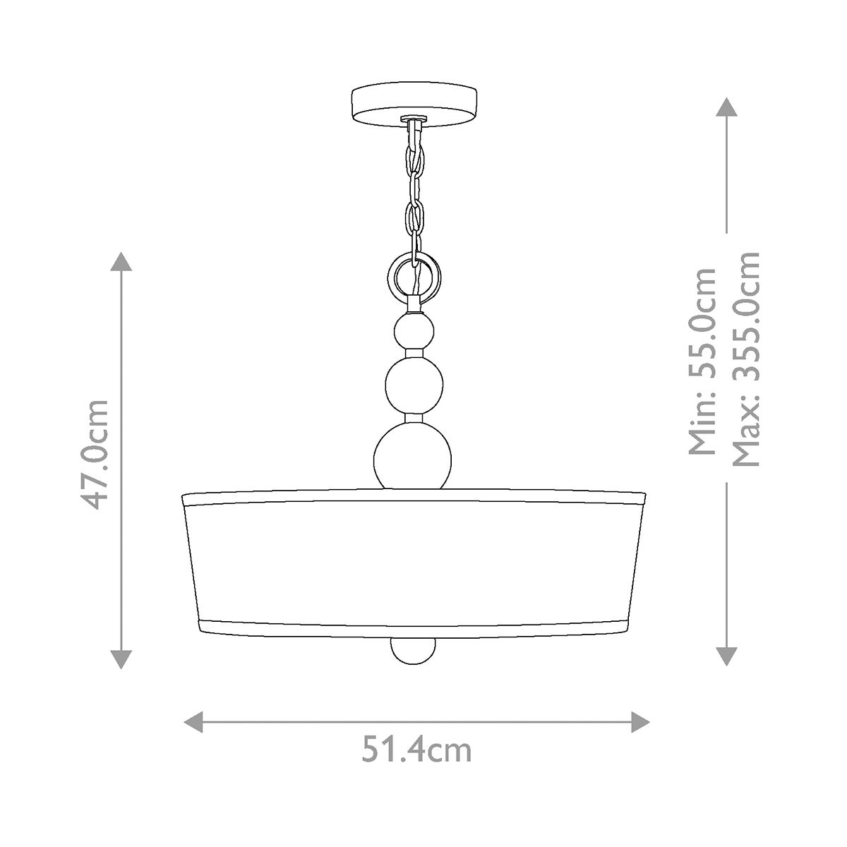 Hinkley Zelda 3 Light Pendant - Polished Nickel