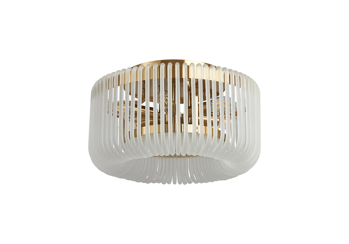 Fabula Hutton Round Flush Ceiling Light – Brass & Frosted Glass