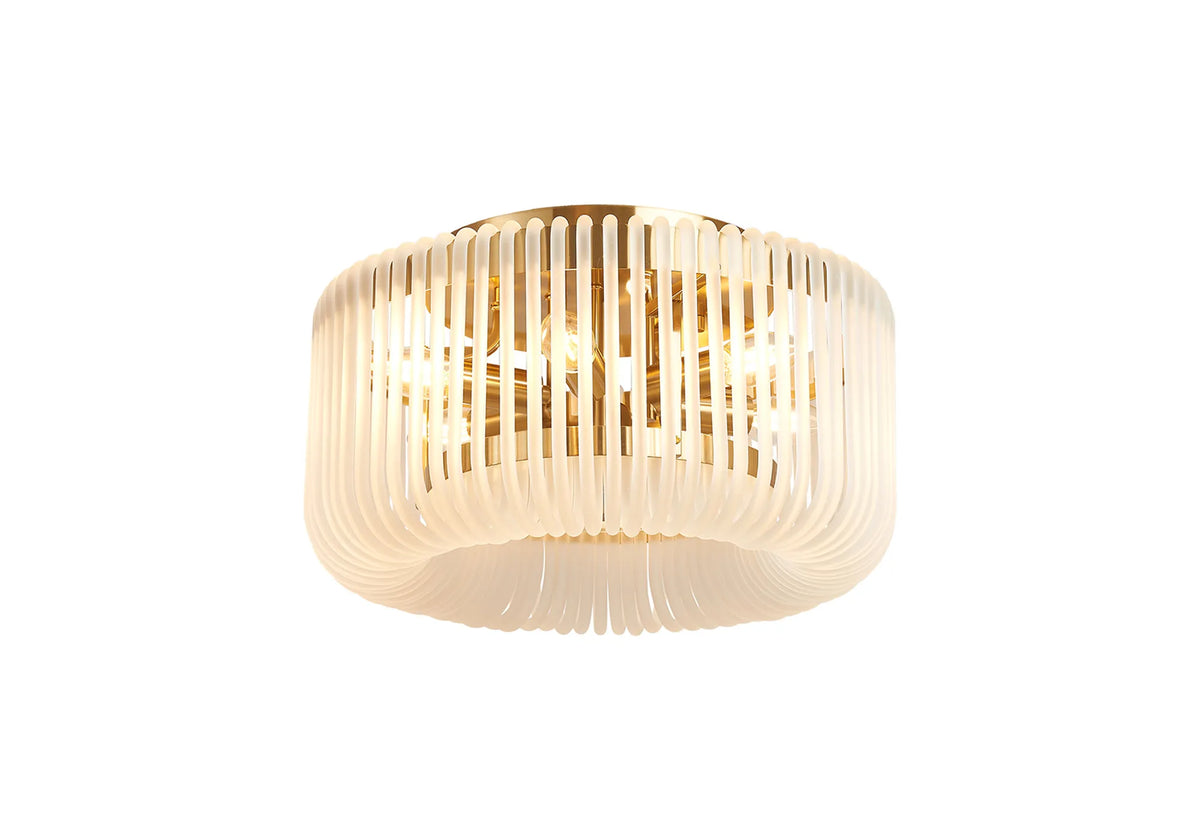 Fabula Hutton Round Flush Ceiling Light – Brass & Frosted Glass 40 cm