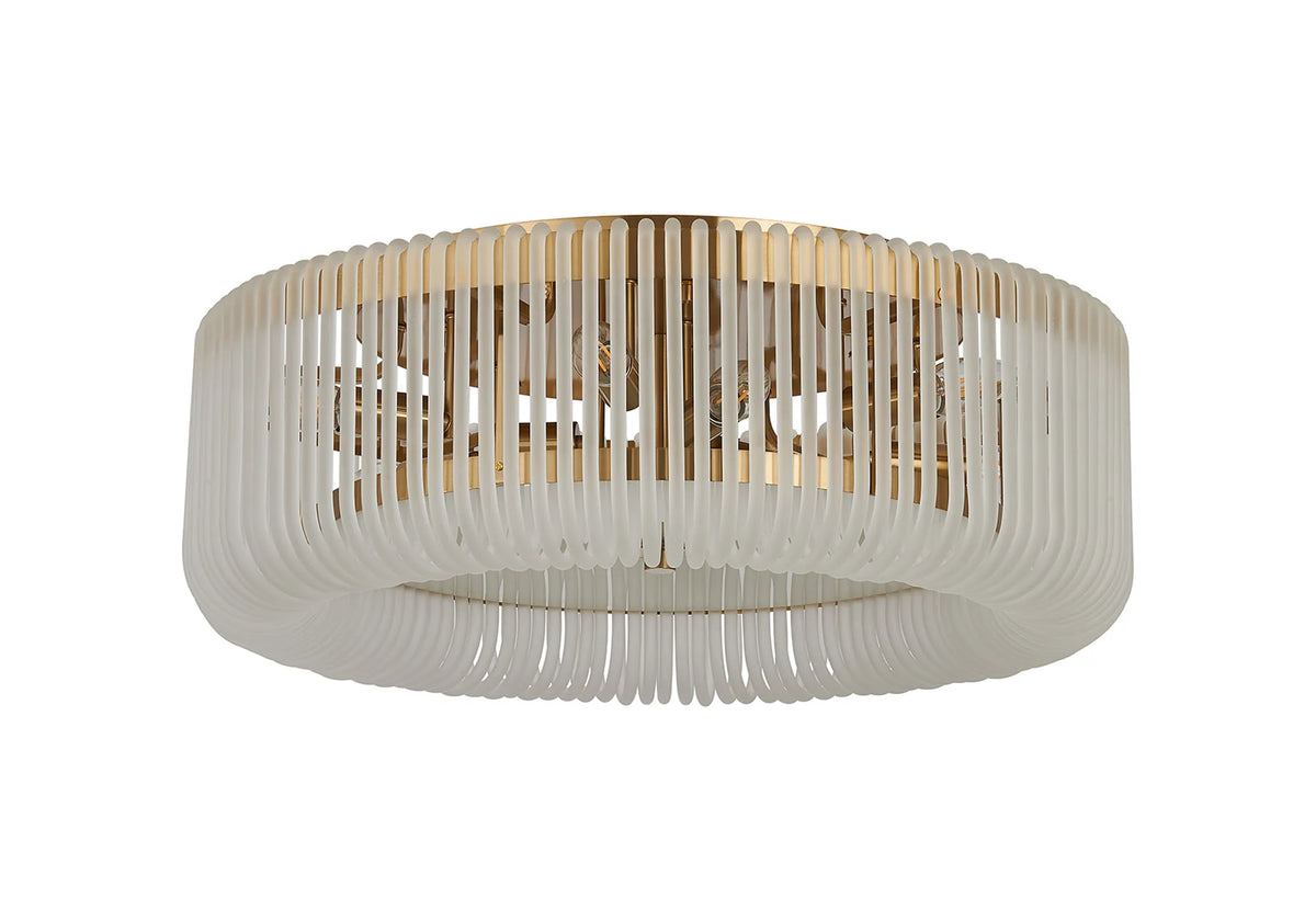 Fabula Hutton Round Flush Ceiling Light – Brass & Frosted Glass