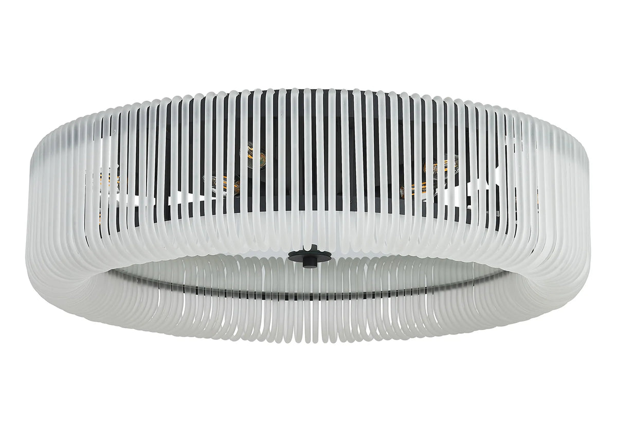 Fabula Hutton Round Flush Ceiling Light – Black & Frosted Glass
