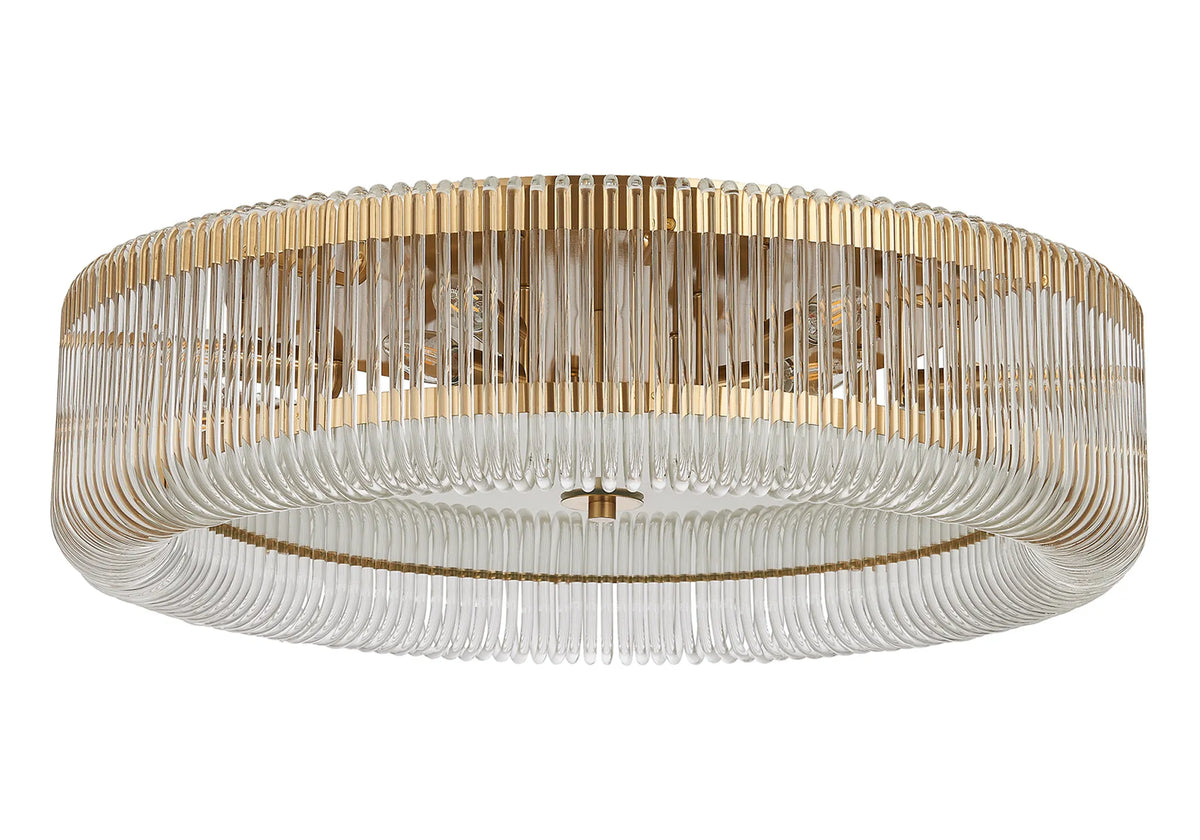 Fabula Hutton Round Flush Ceiling Light – Brass & Clear Glass