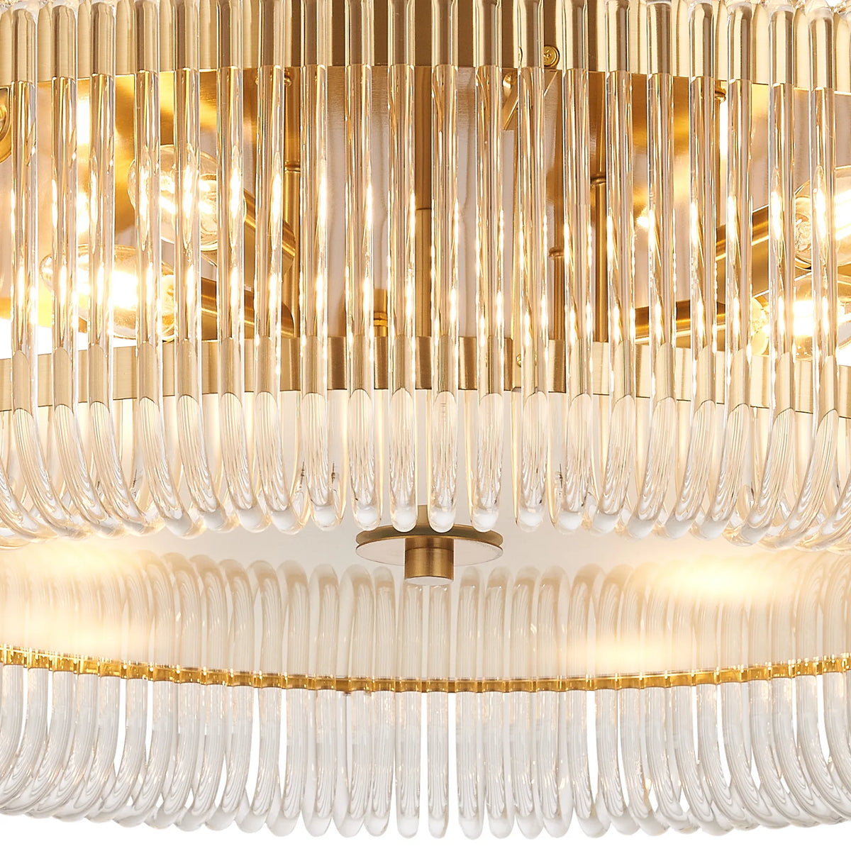 Fabula Hutton Round Flush Ceiling Light – Brass & Clear Glass