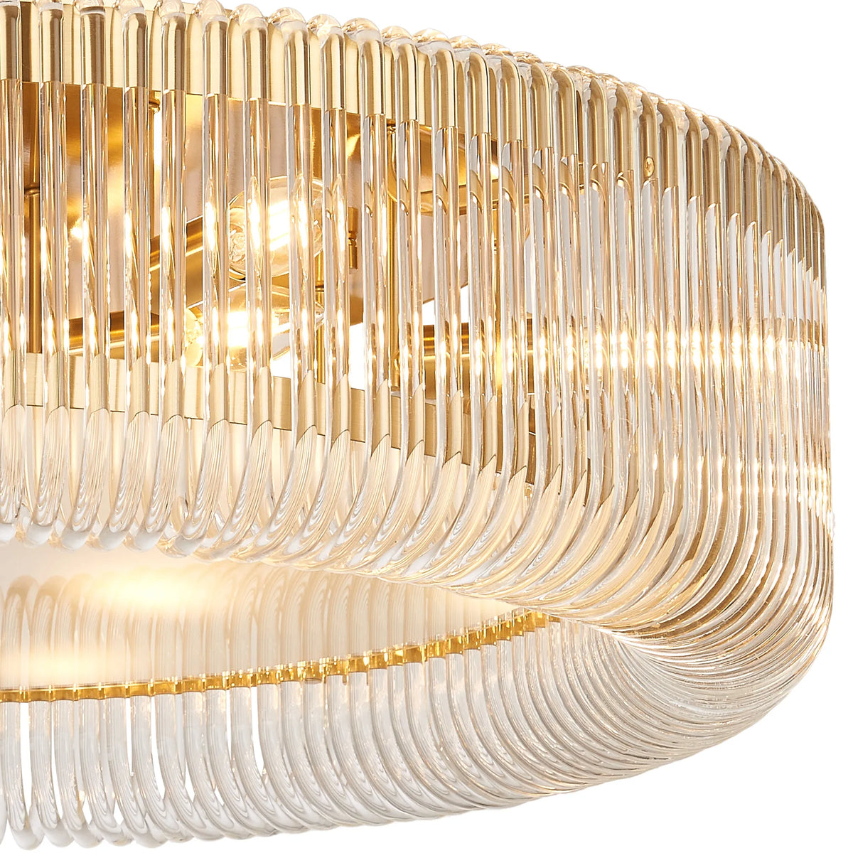 Fabula Hutton Round Flush Ceiling Light – Brass & Clear Glass