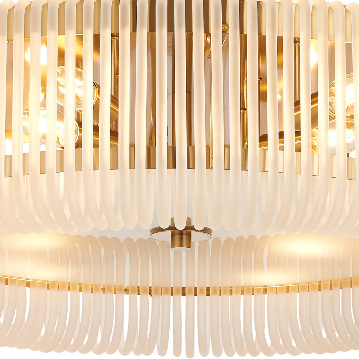 Fabula Hutton Round Flush Ceiling Light – Brass & Frosted Glass