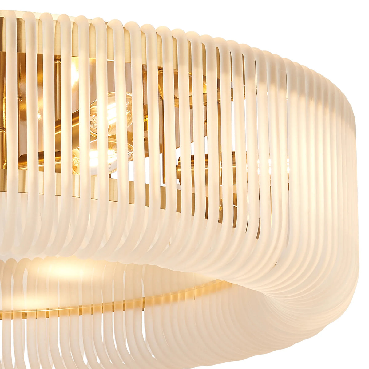 Fabula Hutton Round Flush Ceiling Light – Brass & Frosted Glass