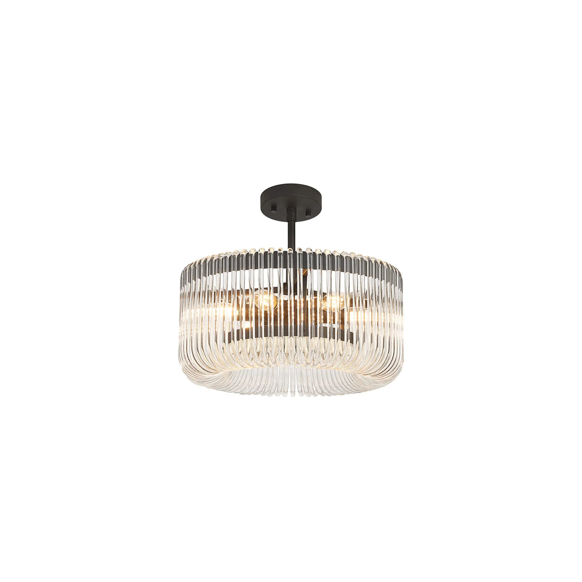 Fabula Hutton Round Pendant Light – 40 cm – Black & Clear Glass