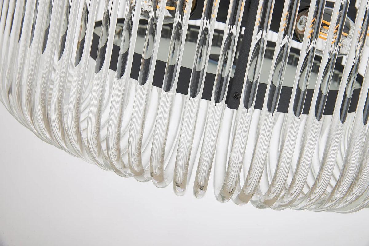 Fabula Hutton Round Pendant Light – 40 cm – Black & Clear Glass