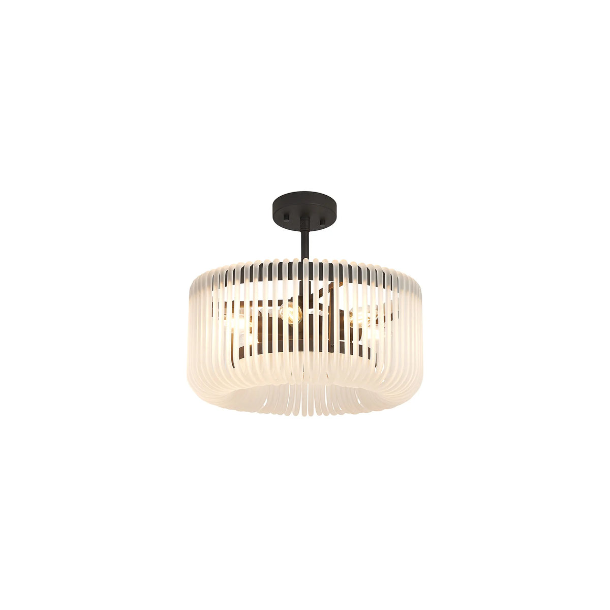 Fabula Hutton Round Pendant Light – 40 cm – Black & Frosted Glass