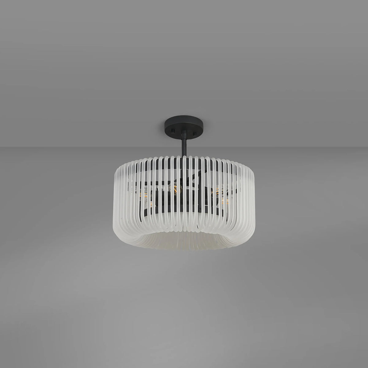 Fabula Hutton Round Pendant Light – 40 cm – Black & Frosted Glass