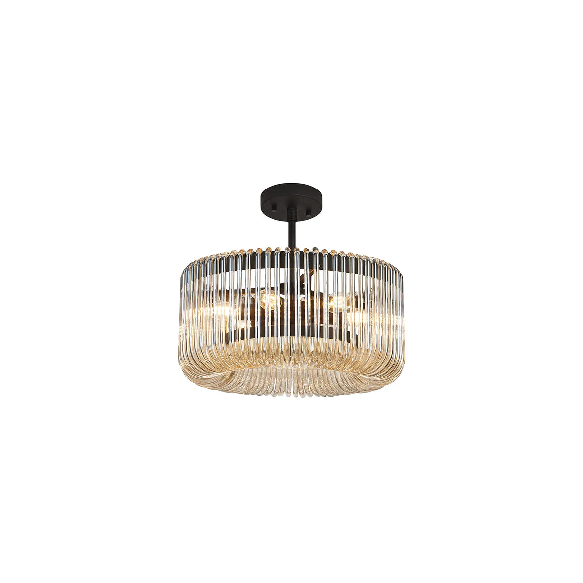 Fabula Hutton Round Pendant Light – 40 cm – Black & Smoke Brown Glass