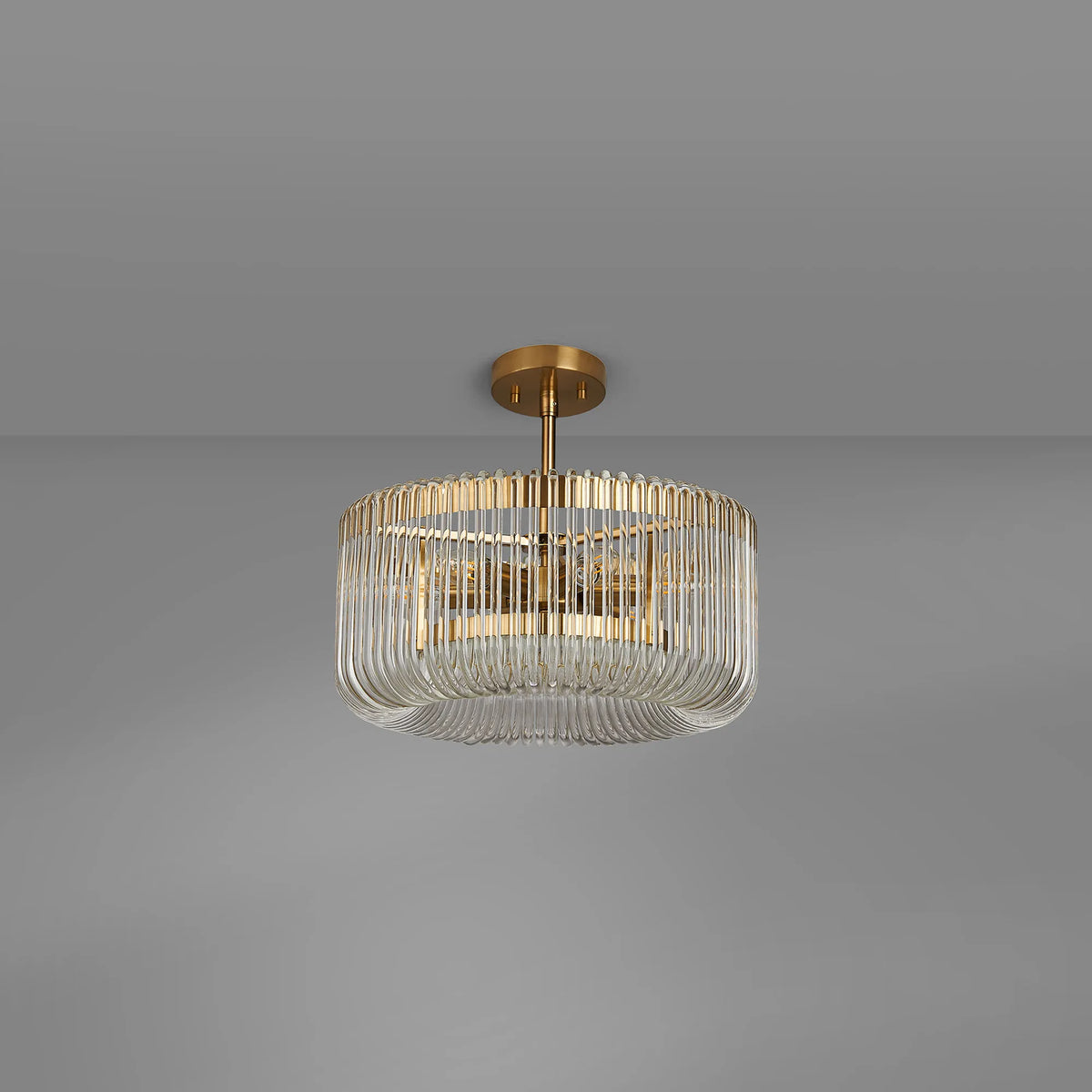 Fabula Hutton Round Pendant Light – 40 cm – Brass & Clear Glass