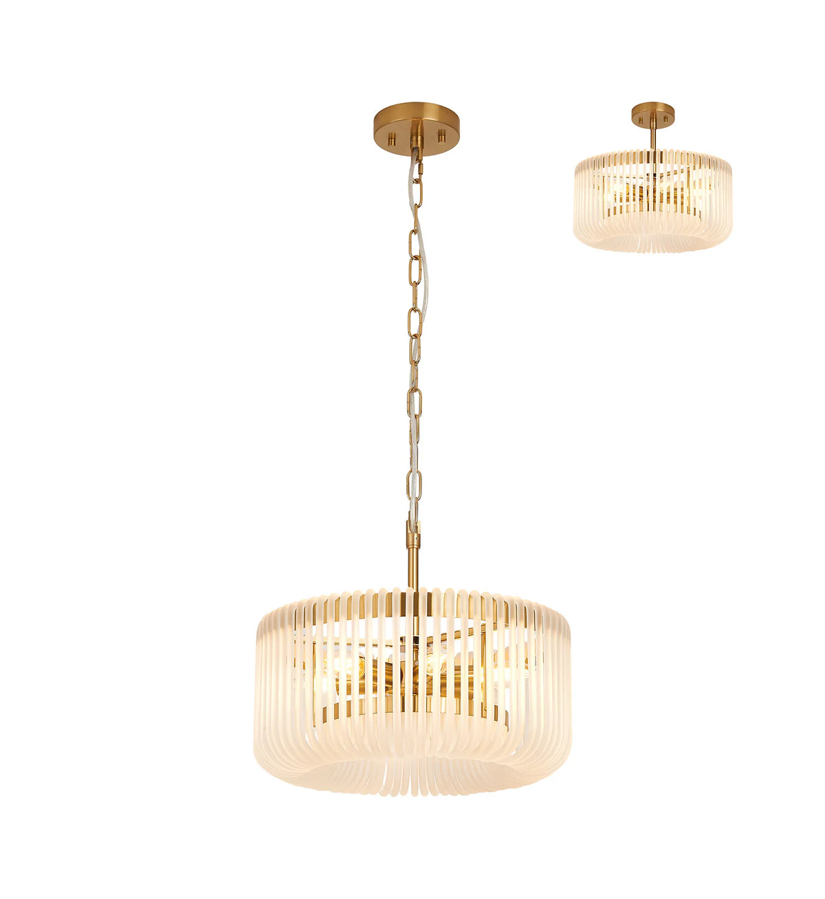 Fabula Hutton Round Pendant Light – 40 cm – Brass & Frosted Glass 40 cm