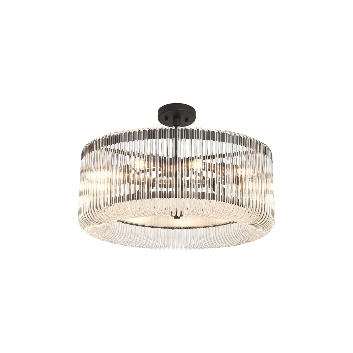 Fabula Hutton Round /Semi Pendant Light – Black & Clear Glass