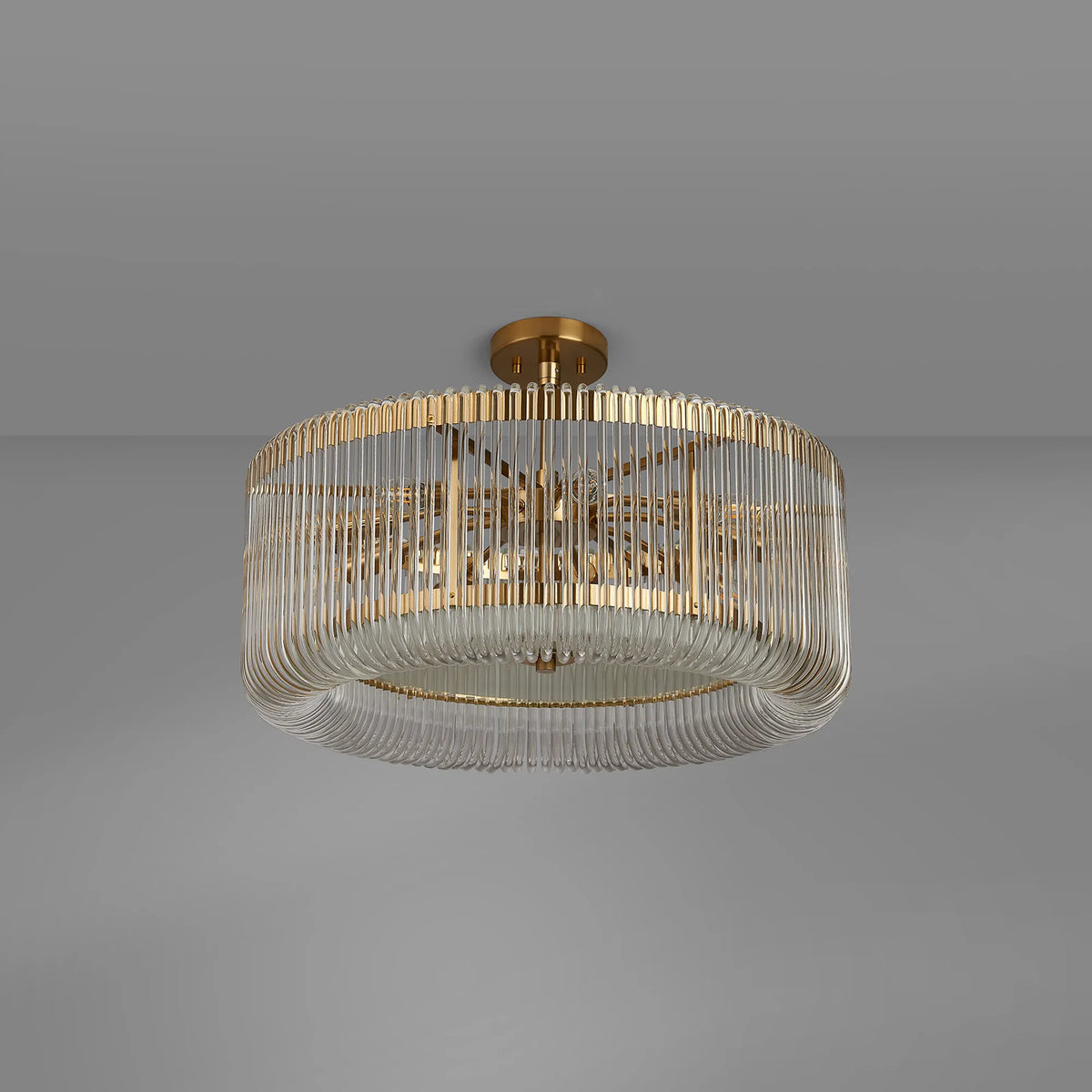 Fabula Hutton Round /Semi Pendant Light – Brass & Clear Glass