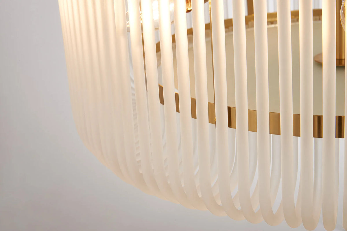Fabula Hutton Round /Semi Pendant Light – Brass & Frosted Glass