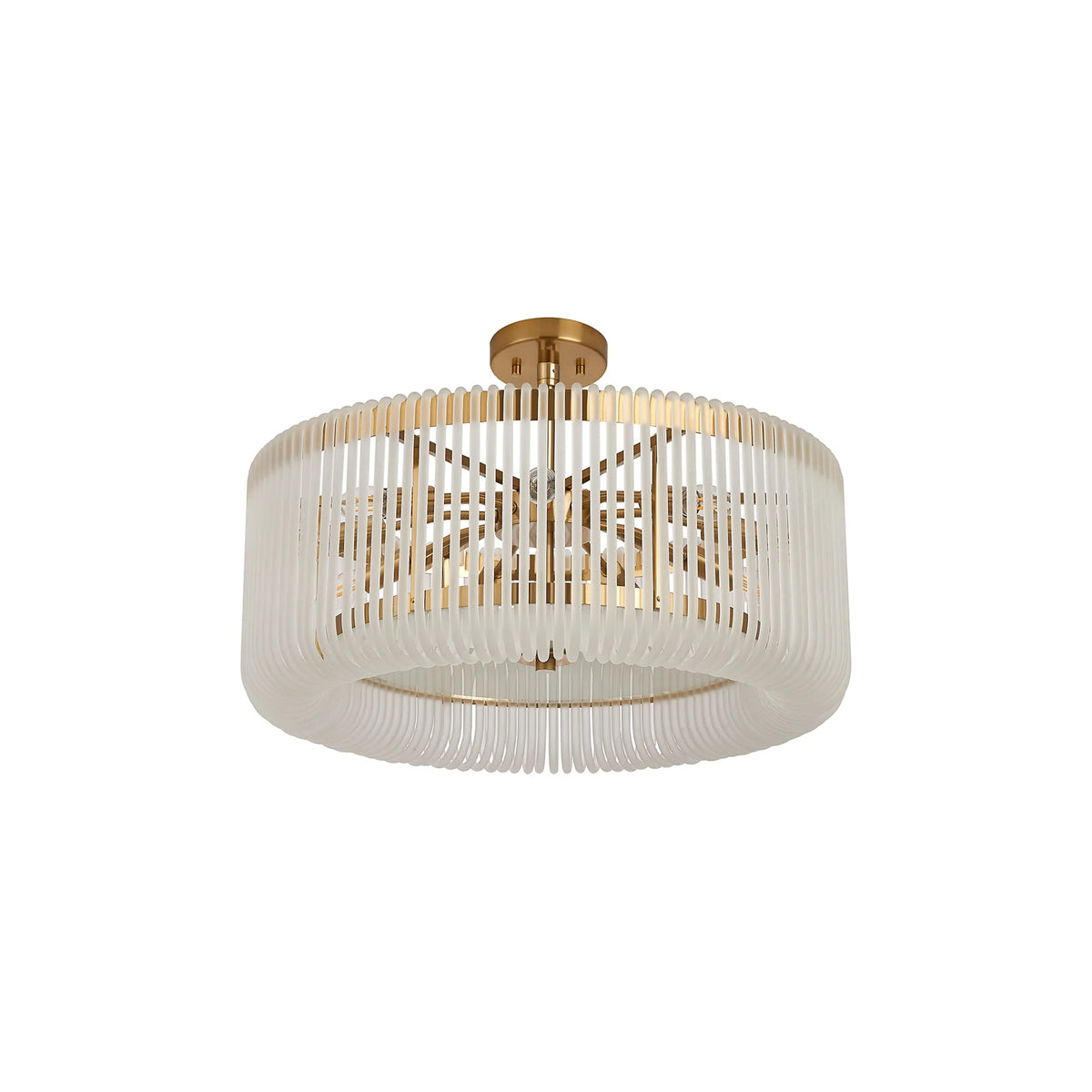 Fabula Hutton Round /Semi Pendant Light – Brass & Frosted Glass