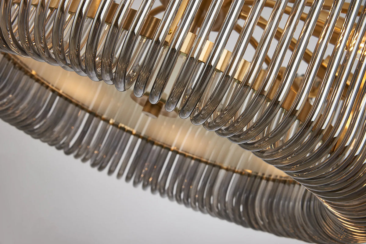 Fabula Hutton Round /Semi Pendant Light – Brass & Smoke Glass