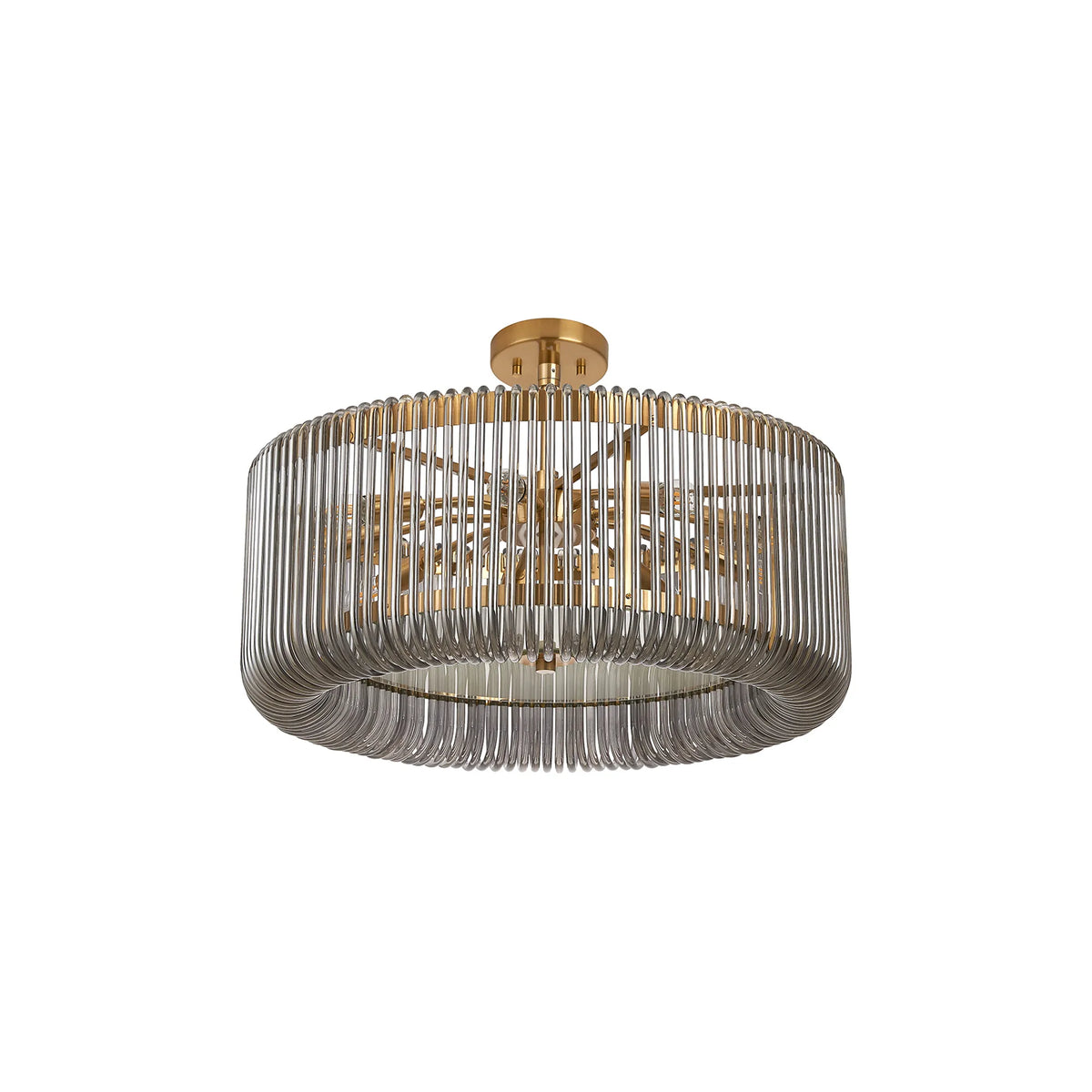 Fabula Hutton Round /Semi Pendant Light – Brass & Smoke Glass