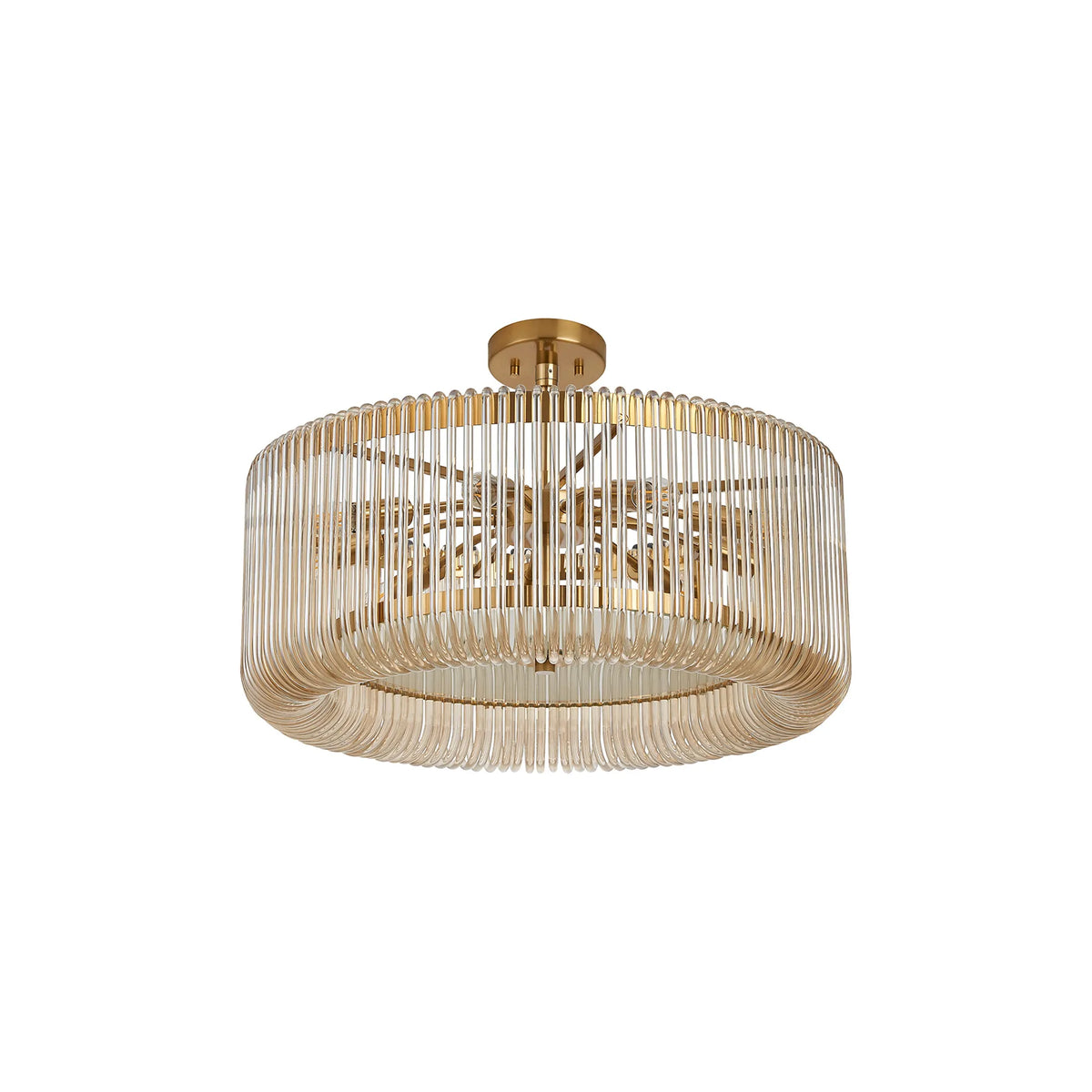 Fabula Hutton Round /Semi Pendant Light – Brass & Smoke Brown Glass
