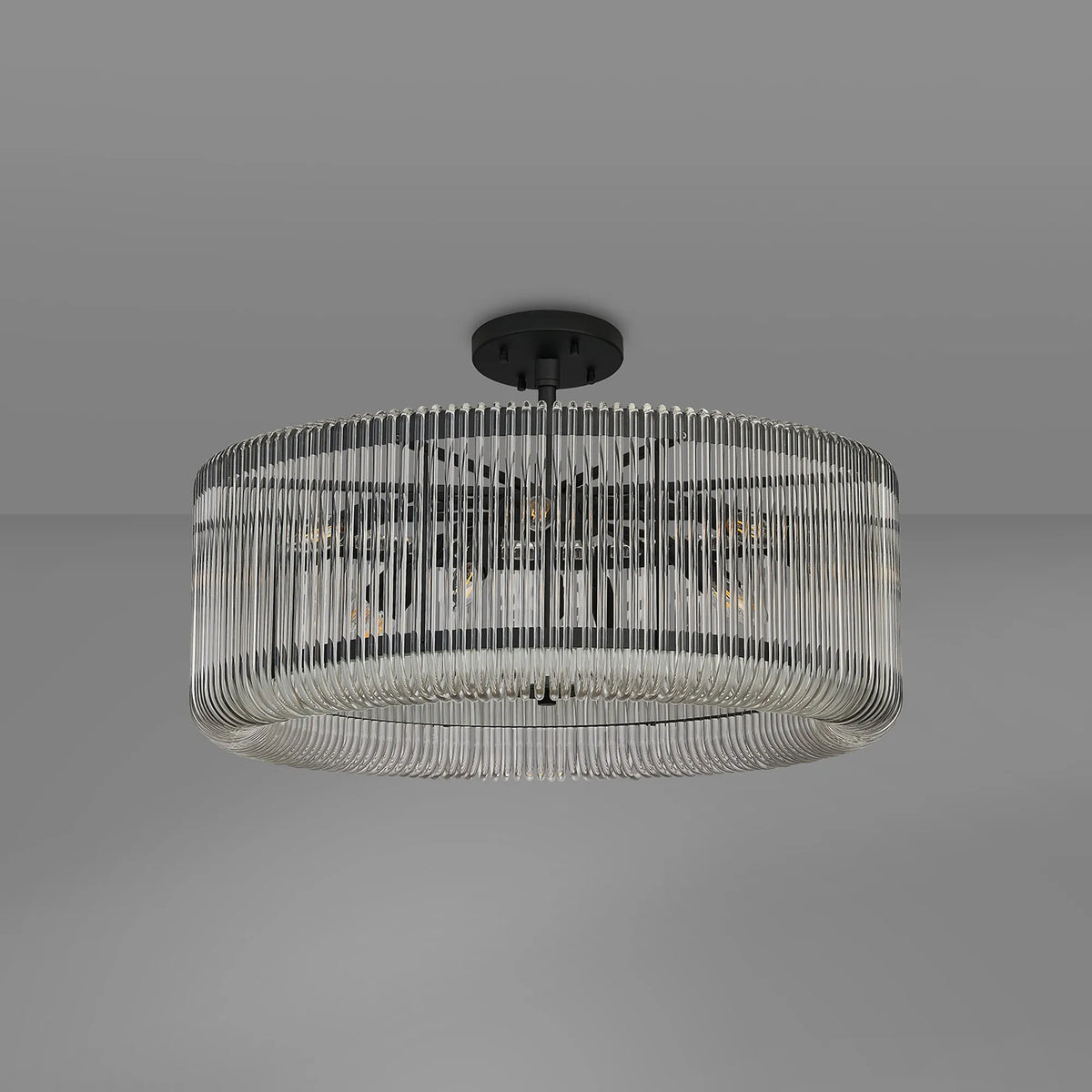 Fabula Hutton Round /Semi Pendant Light – Black & Clear Glass