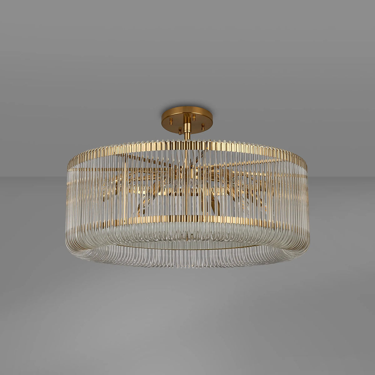 Fabula Hutton Round /Semi Pendant Light – Brass & Clear Glass