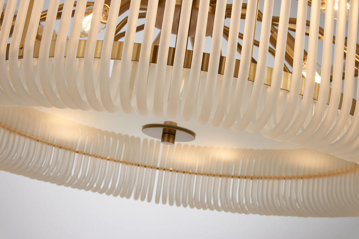 Fabula Hutton Round /Semi Pendant Light – Brass & Frosted Glass