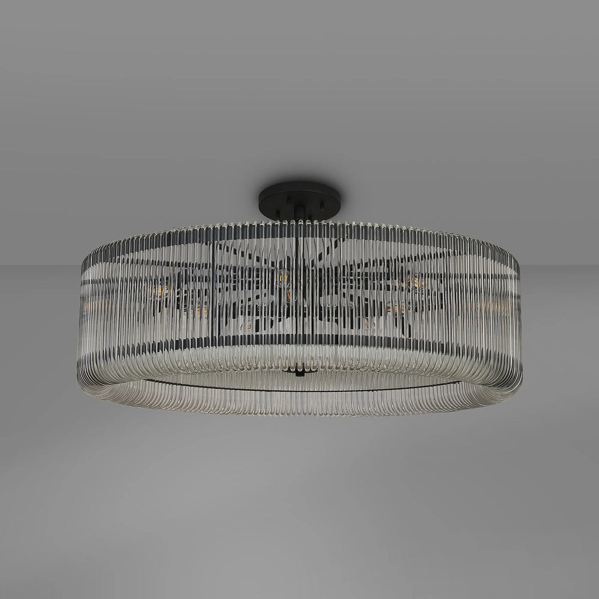 Fabula Hutton Round /Semi Pendant Light – Black & Clear Glass