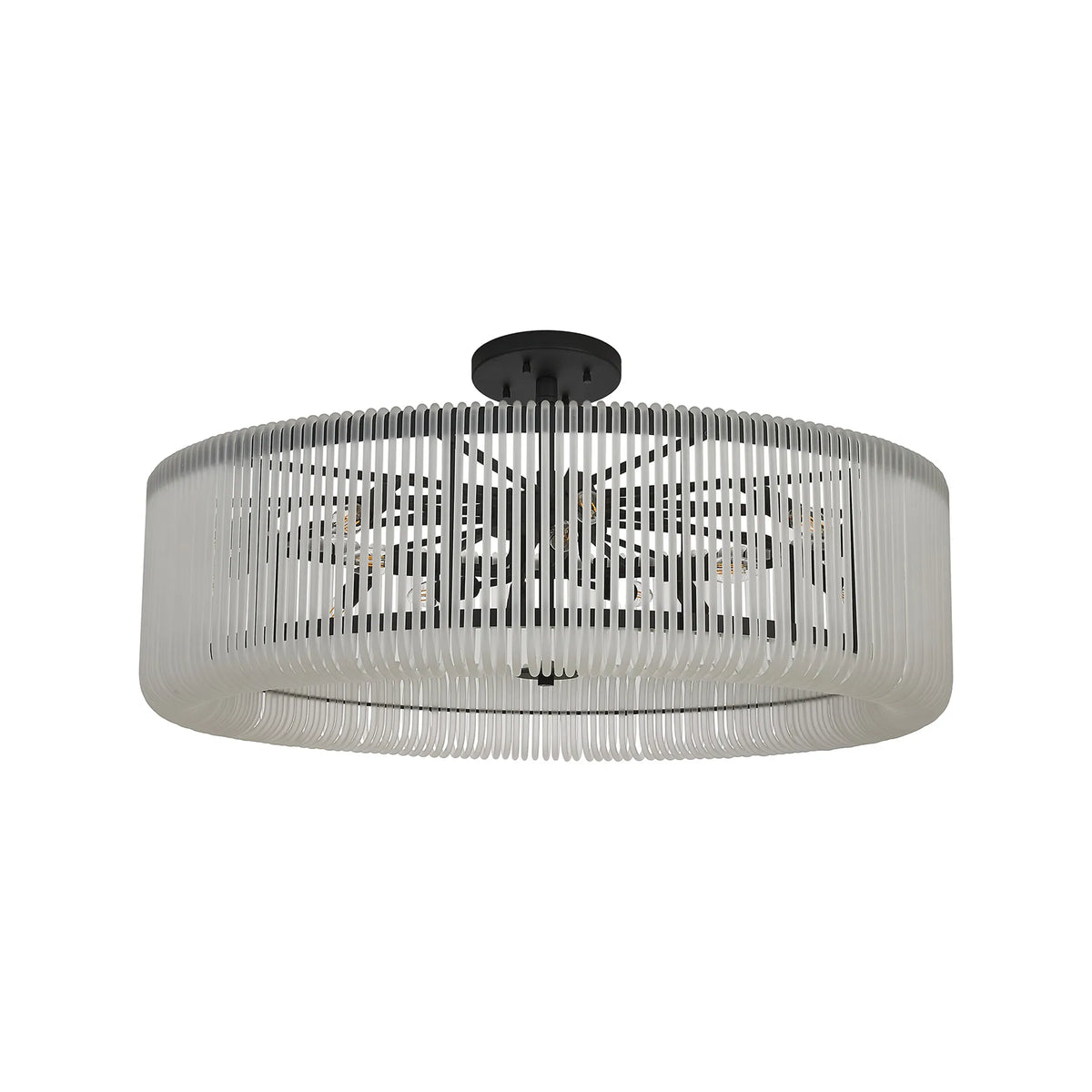 Fabula Hutton Round /Semi Pendant Light – Black & Frosted Glass
