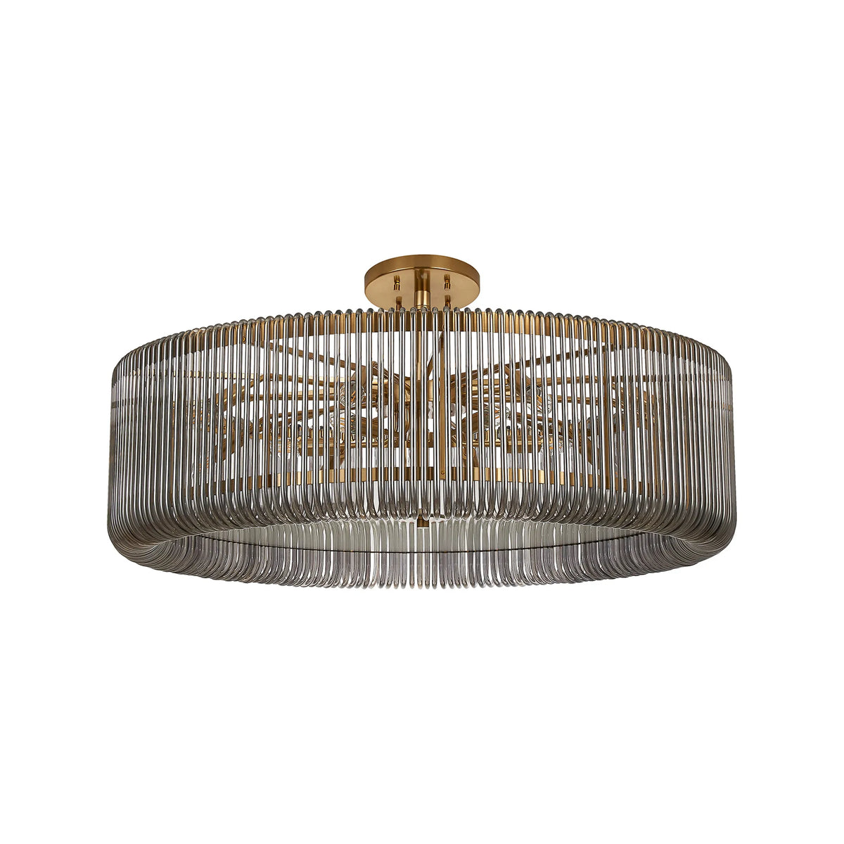 Fabula Hutton Round /Semi Pendant Light – Brass & Smoke Glass