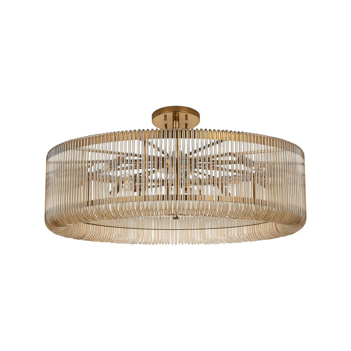 Fabula Hutton Round /Semi Pendant Light – Brass & Smoke Brown Glass
