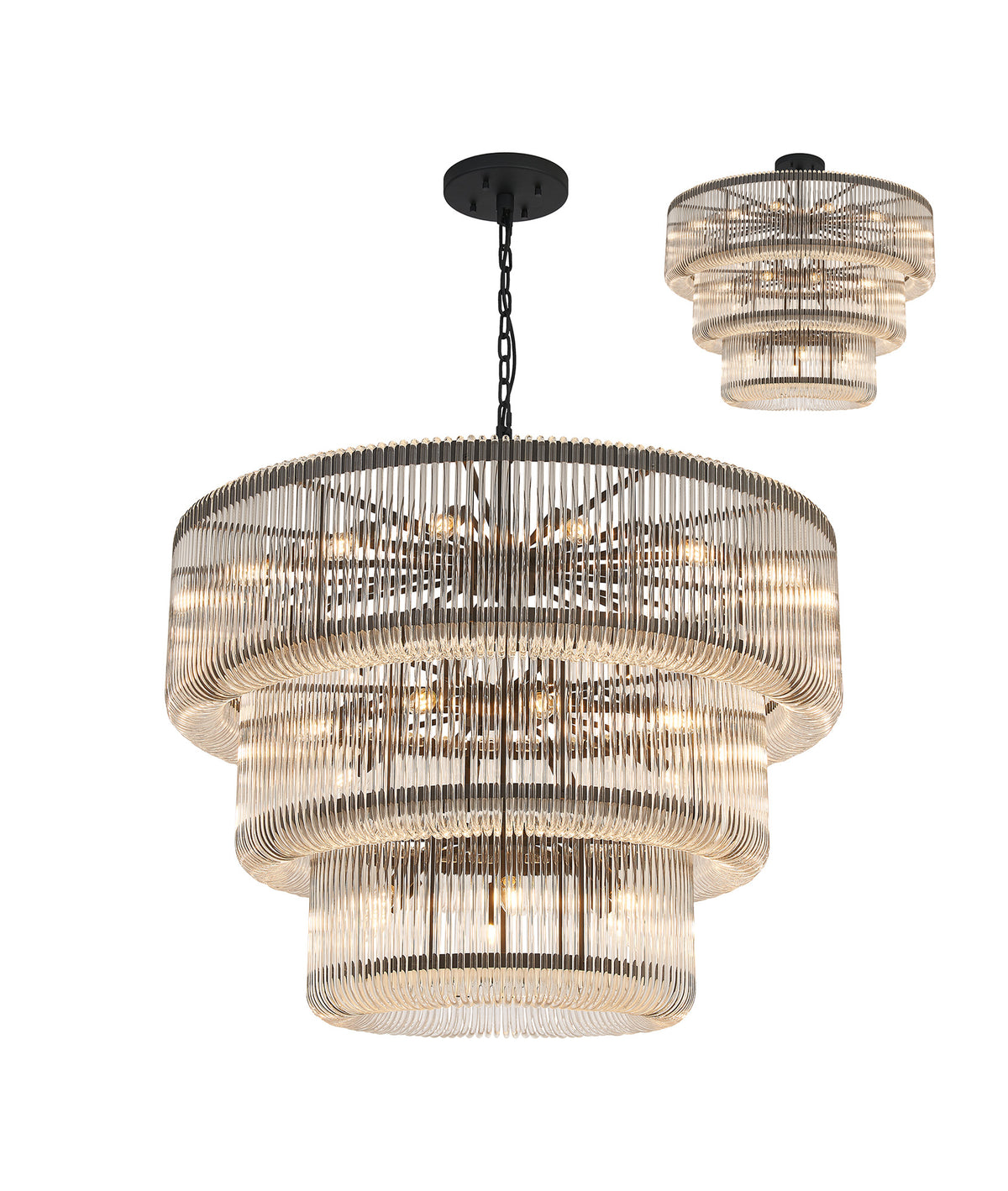 Fabula Hutton Pendant Light – 100 cm – Black & Clear Glass 100 cm