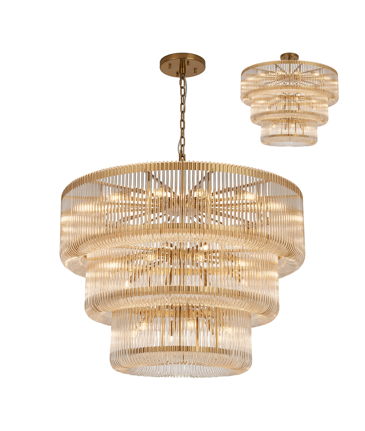 Fabula Hutton Pendant Light – 100 cm – Brass & Clear Glass 100 cm