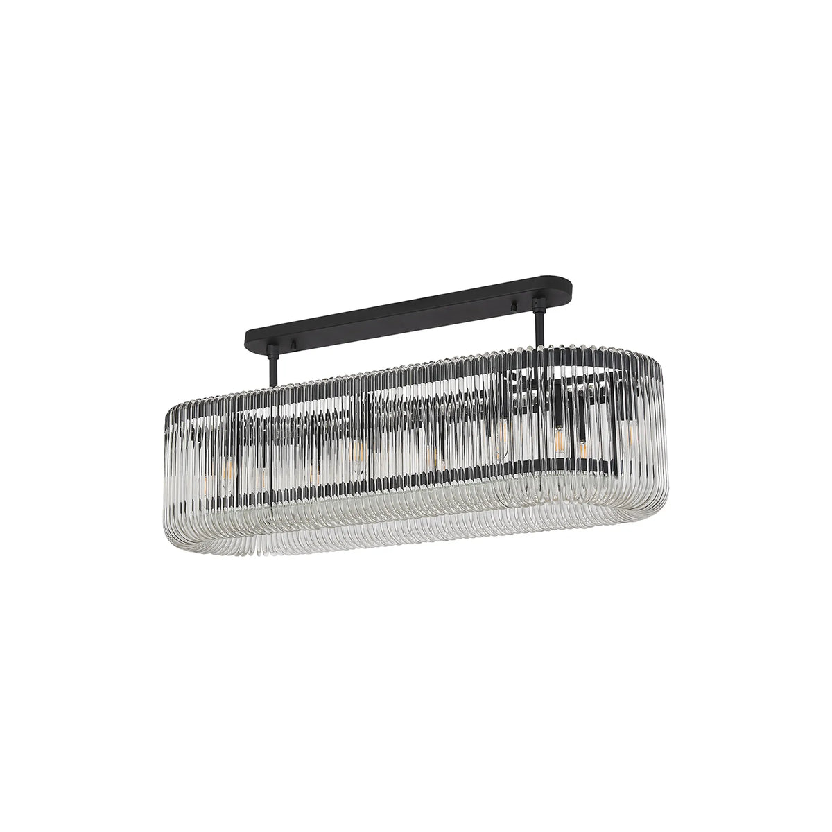 Fabula Hutton 100 x Oval Linear /Semi Pendant Light – 100 cm – Black & Clear Glass