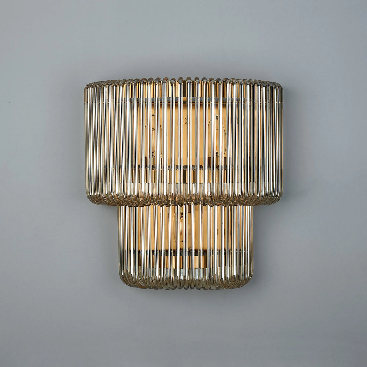Fabula Hutton 32 x Large Wall Light – 32 cm – Brass & Smoke Brown Glass