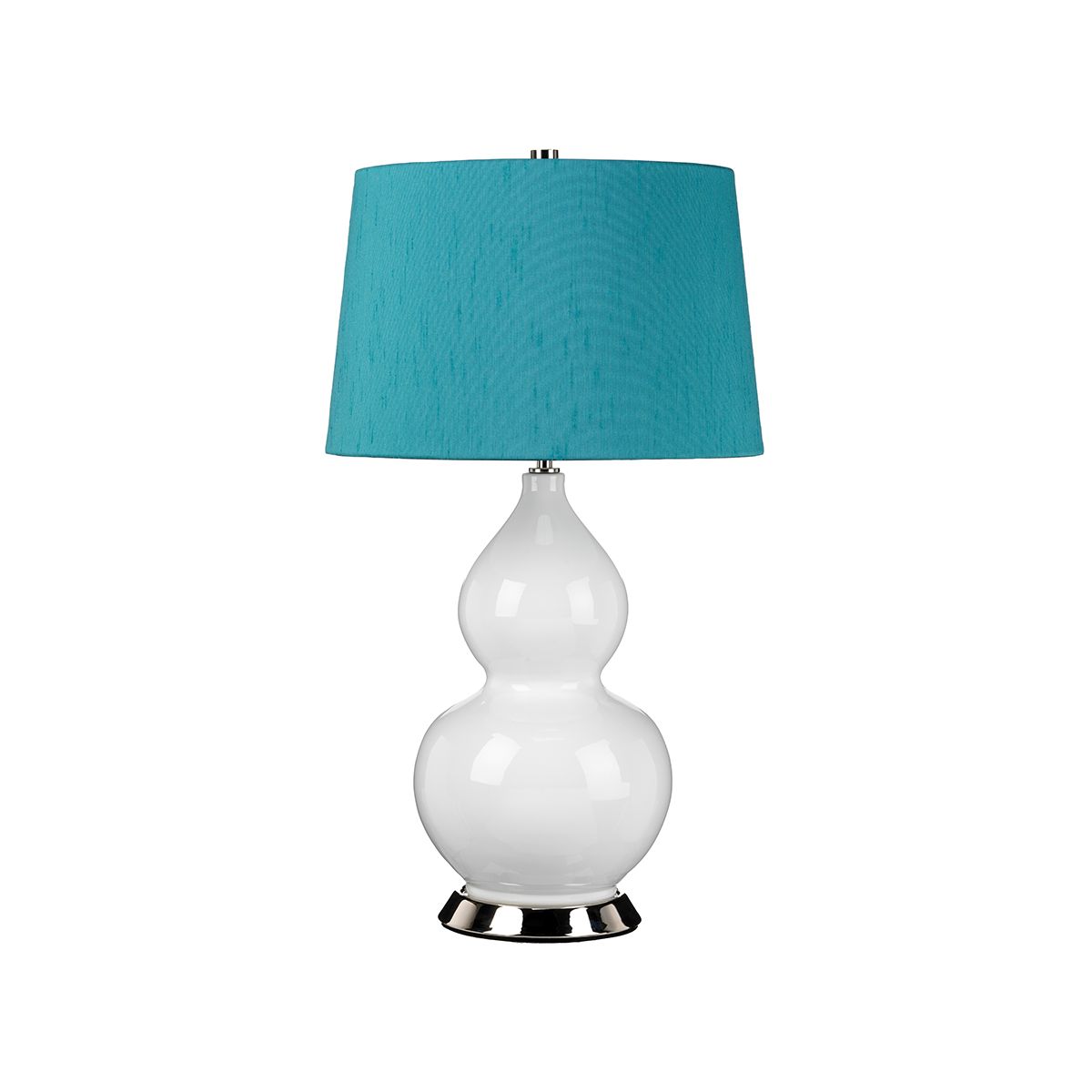 Elstead Isla 1 Light Table Lamp - White, Polished Nickel & Teal